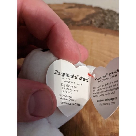 Ty 4058 Valentino Bear Beanie Baby 1993/1994; Errors, PVC, Brown Nose - Picture 7 of 11